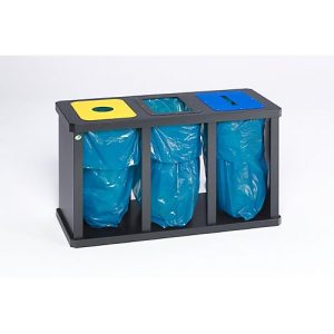 Wertstoffsammler VAR Tetris, als 3er-Station, mit Klemmring, Stahl Wertstoffsammler VAR Tetris, als 3er-Station, mit Klemmring, Stahl