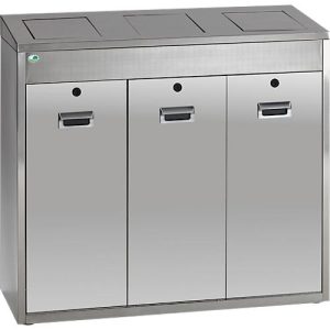 Wertstoffsortiersystem VAR 3 x 48 Liter, Edelstahl Wertstoffsortiersystem VAR 3 x 48 Liter, Edelstahl