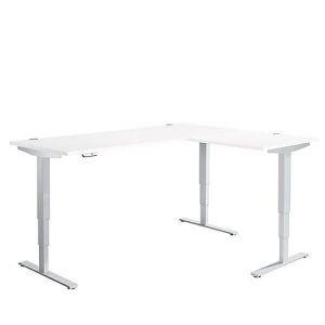 Winkelschreibtisch AERO FLEX, elektrisch höhenverstellbar, 90° Winkel, T-Fuß, B 2000 x T 1600 mm, weiß/weißalu + Memorypanel Winkelschreibtisch AERO FLEX, elektrisch höhenverstellbar, 90° Winkel, T-Fuß, B 2000 x T 1600 mm, weiß/weißalu + Memorypanel