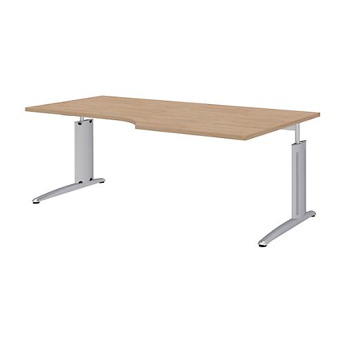 Winkelschreibtisch BARI, 90°, Form A, Winkel rechts, C-Fuß, B 2000 x T 800 mm, Eiche-Dekor