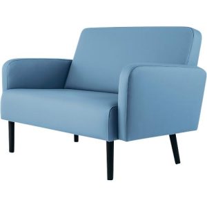 Zweisitzer Sofa easyChair® by Paperflow LISBOA, desinfektionsmittelbeständiger Kunstlederbezug blau, Fußgestell schwarz, B 1240 x T 815 x H 830 mm Zweisitzer Sofa easyChair® by Paperflow LISBOA, desinfektionsmittelbeständiger Kunstlederbezug blau, Fußgestell schwarz, B 1240 x T 815 x H 830 mm