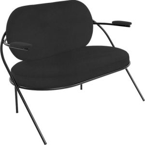 Zweisitzer Sofa Meet by Paperflow Saturne, mit Armlehnen, B 1180 x T 730 x H 880 mm, Stahlrohr, Kunstleder, Schwarz/Schwarz Zweisitzer Sofa Meet by Paperflow Saturne, mit Armlehnen, B 1180 x T 730 x H 880 mm, Stahlrohr, Kunstleder, Schwarz/Schwarz