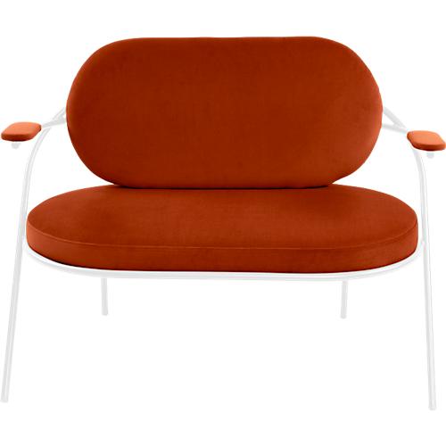 Zweisitzer Sofa Meet by Paperflow Saturne, mit Armlehnen, B 1180 x T 730 x H 880 mm, Stahlrohr, Samt, Weiß/Rost
